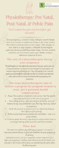 Infographic on Physiotherapy: Pre Natal, Post Natal and Pelvic Pain